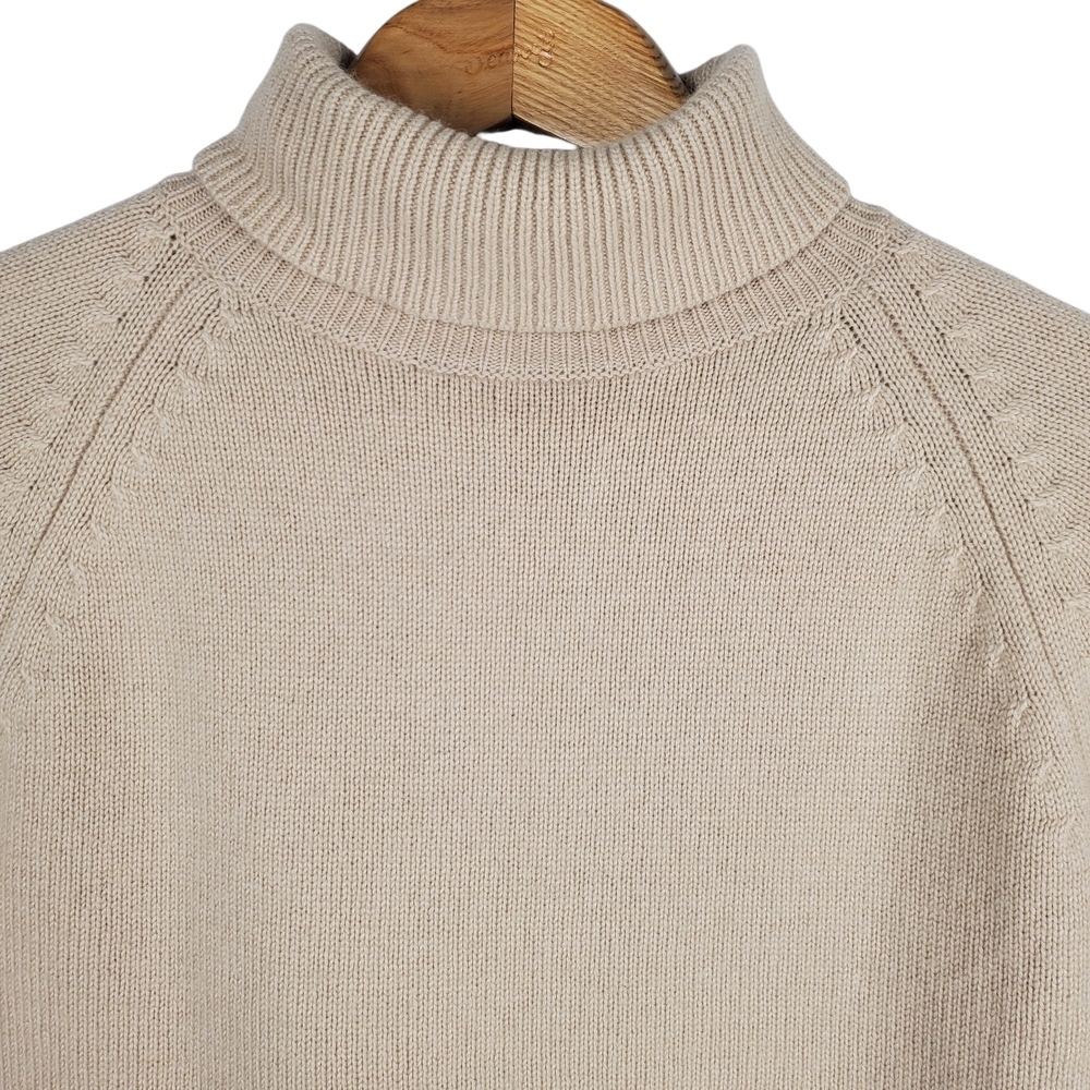 Talbots Cashmere & Silk Tan Turtleneck Sweater. Short Sleeve. MED. #232 - Picture 2 of 9